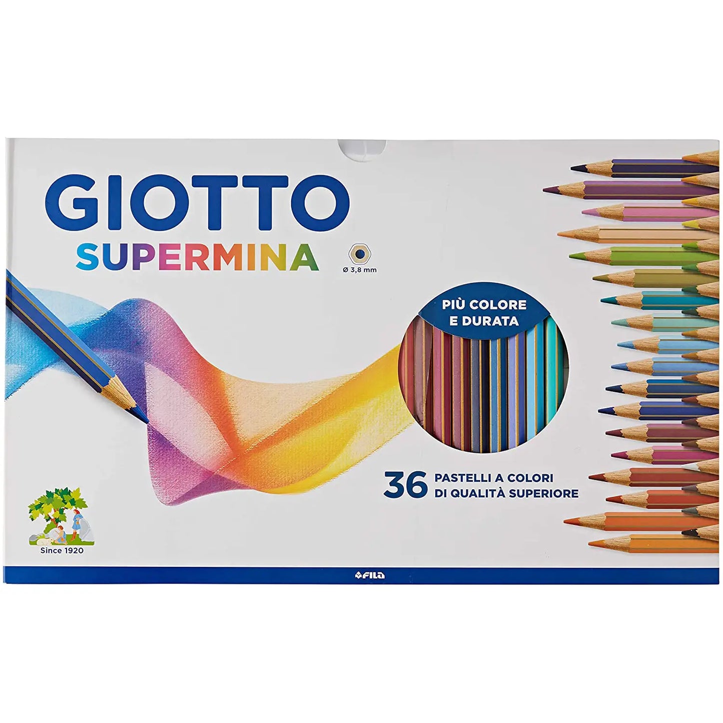 GIOTTO Supermina - Astuccio da 12 - 24 - 36 Matite a Pastello Colorate, 3.8mm
