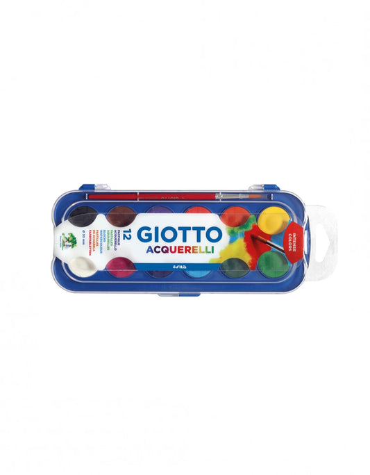 GIOTTO ACQUERELLI, Pastiglie da 12 pz, Con pennello d.30mm