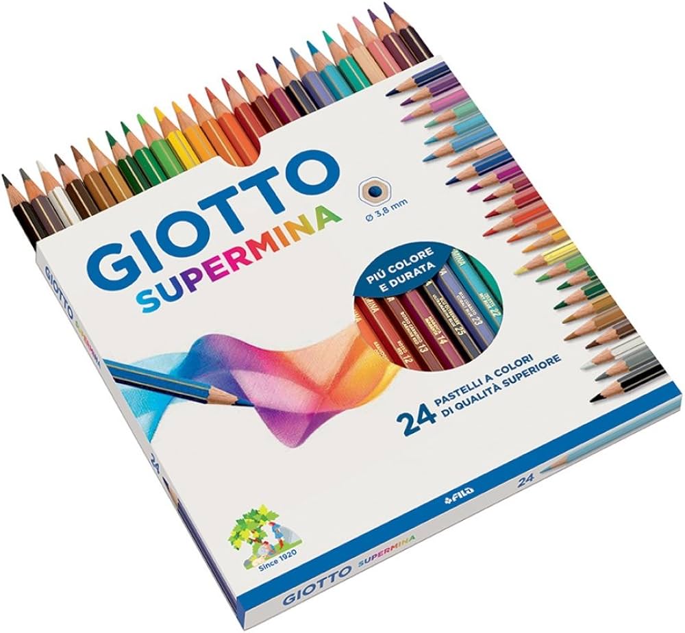 GIOTTO Supermina - Astuccio da 12 - 24 - 36 Matite a Pastello Colorate, 3.8mm